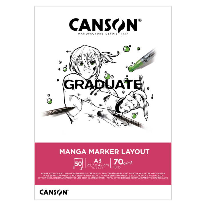 Graduate Manga Marker Layout Pad A3 70 g dans le groupe Papiers & Blocs / Bloc Artiste / Bloc feutres chez Pen Store (130659)