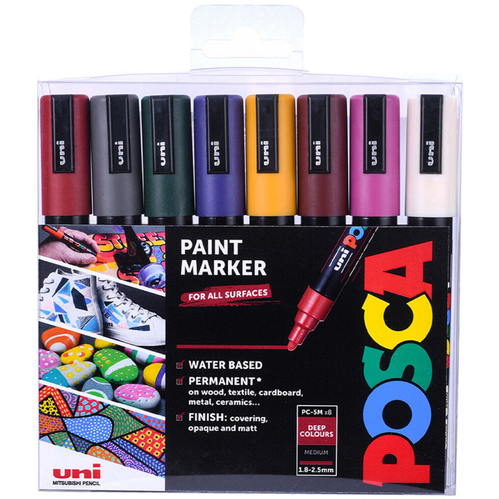 PC-5M Deep Colours Ensemble de 8 dans le groupe Stylos / Crayons d'artistes / Marqueurs acryliques chez Pen Store (130700)