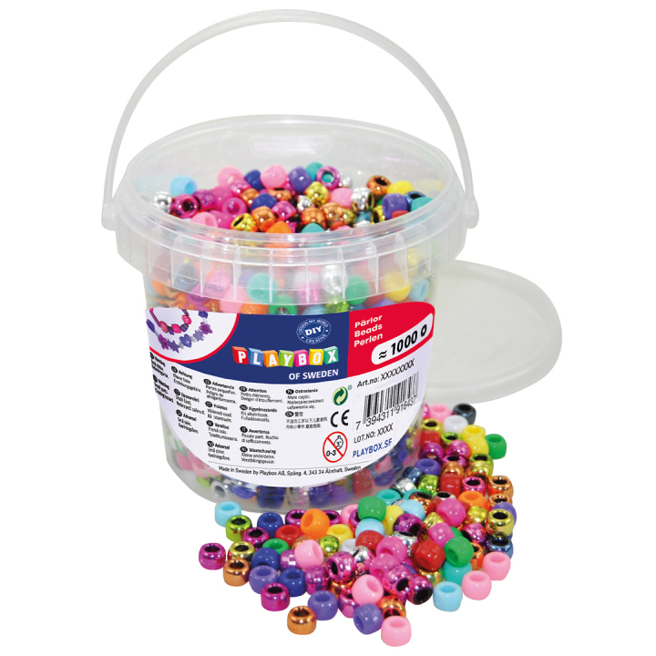 Pony Beads Mix 1000 pièces dans le groupe Kids / Amusement et apprentissage / Fabrication de bijoux pour enfants chez Pen Store (131296)