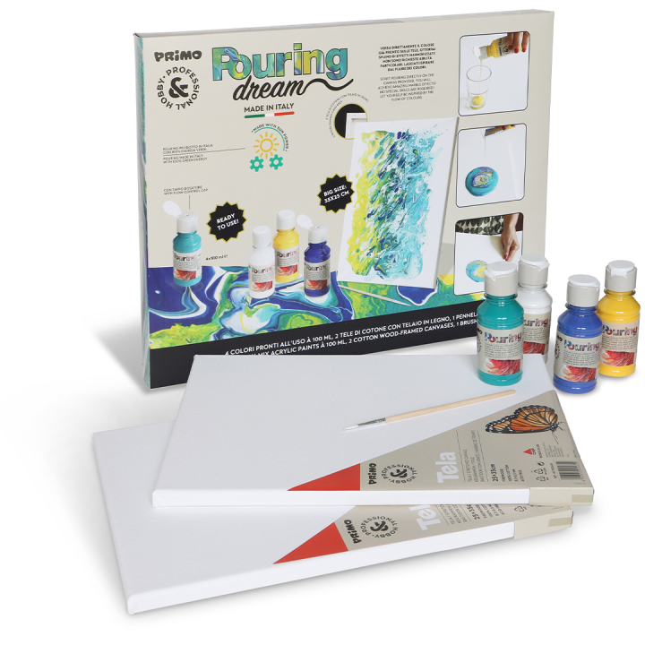 Pouring-kit Acrylique 4x100ml + 2 canvases dans le groupe Loisirs créatifs / Couleurs / Couleurs Hobby chez Pen Store (132198)