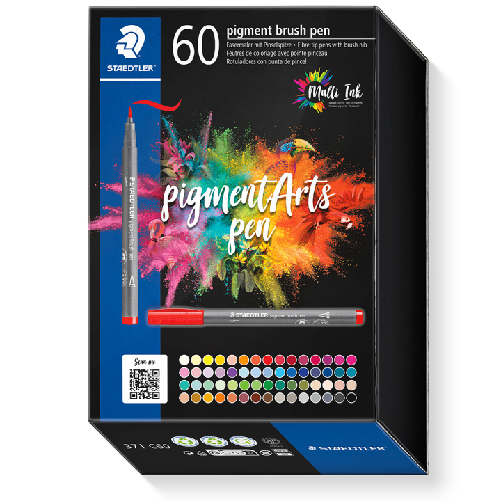 Pigment Arts Brush Pen ensemble de 60 dans le groupe Stylos / Crayons d'artistes / Feutres pinceaux chez Pen Store (132591)