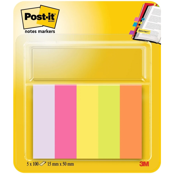 Post-it Index Tabs 15x50 5 couleurs dans le groupe Papiers & Blocs / Écrire et consigner / Post-it et blocs-notes chez Pen Store (132699)