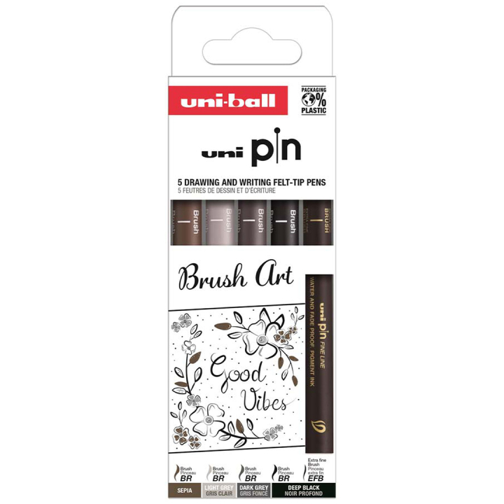 Pin Fineliner Brush Art Lot de 5 dans le groupe Stylos / Crayons d'artistes / Feutres pinceaux chez Pen Store (132723)