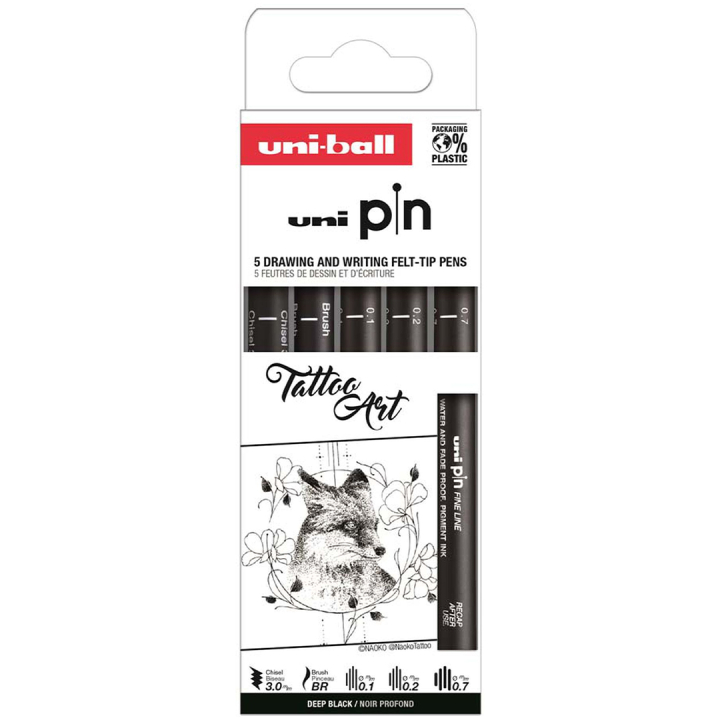 Pin Fineliner Tattoo Art Lot de 5 dans le groupe Stylos / Écrire / Feutres Fineliners chez Pen Store (132730)