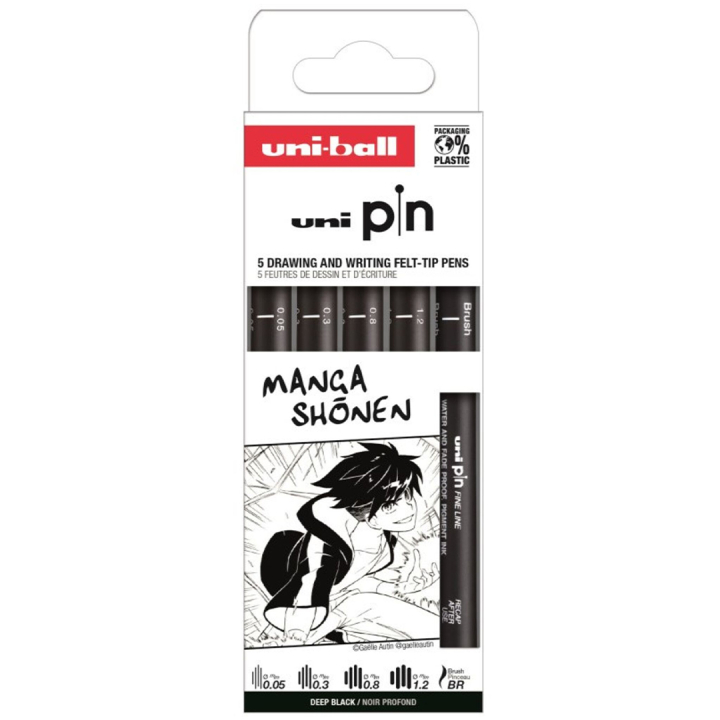 Pin Fineliner Manga Shonen Lot de 5 dans le groupe Stylos / Écrire / Feutres Fineliners chez Pen Store (132733)