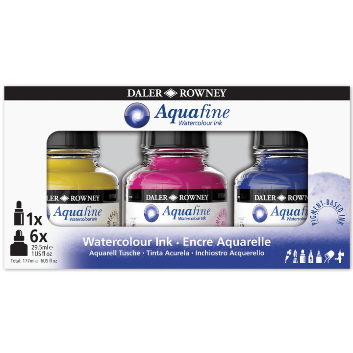 Intro Ink Aquarelle set 6x29,5 ml dans le groupe Matériels d'artistes / Couleurs de l'artiste / Peinture aquarelle chez Pen Store (132932)