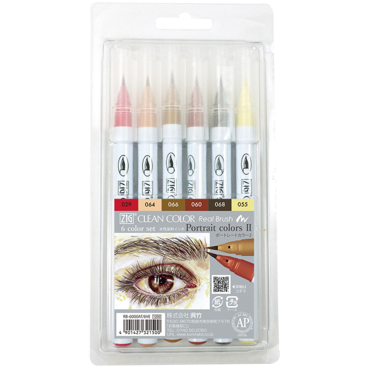 Clean Color Real Brush set Lot de 6 Portrait Colors II dans le groupe Stylos / Crayons d'artistes / Feutres pinceaux chez Pen Store (134109)