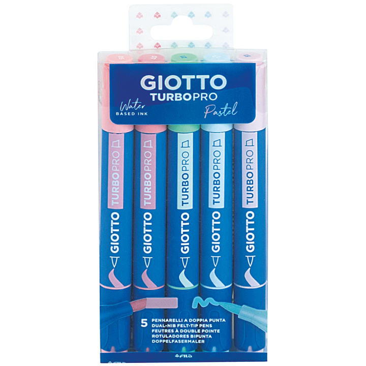 Turbo Pro Dual Tip Marker Pen Ensemble de 5 Pastel dans le groupe Stylos / Crayons d'artistes / Markers aquarelle chez Pen Store (135470)
