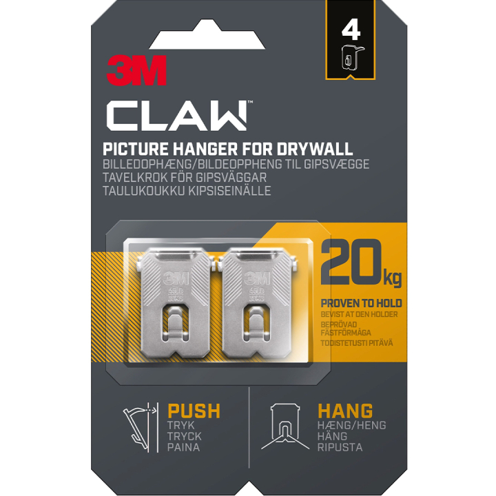 Claw Crochet pour cadre sur plaque de plâtre 20 kg lot de 4 dans le groupe Loisirs créatifs / Organiser / Cadres / Système de suspension pour cadres chez Pen Store (135738)