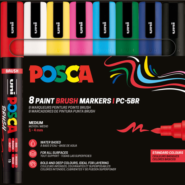 Posca Brush PC-5BR lot de 8 dans le groupe Stylos / Crayons d'artistes / Feutres d'illustrations chez Pen Store (135920)