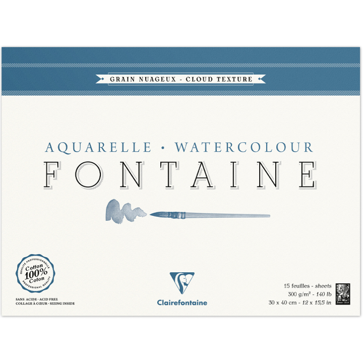 Fontaine Bloc aquarelle Cloud Texture 30x40 cm 300g dans le groupe Papiers & Blocs / Bloc Artiste / Papier pour aquarelle chez Pen Store (136137)