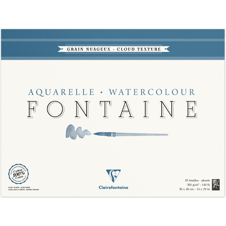 Fontaine Bloc aquarelle Cloud Texture 36x48 cm 300g dans le groupe Papiers & Blocs / Bloc Artiste / Papier pour aquarelle chez Pen Store (136138)