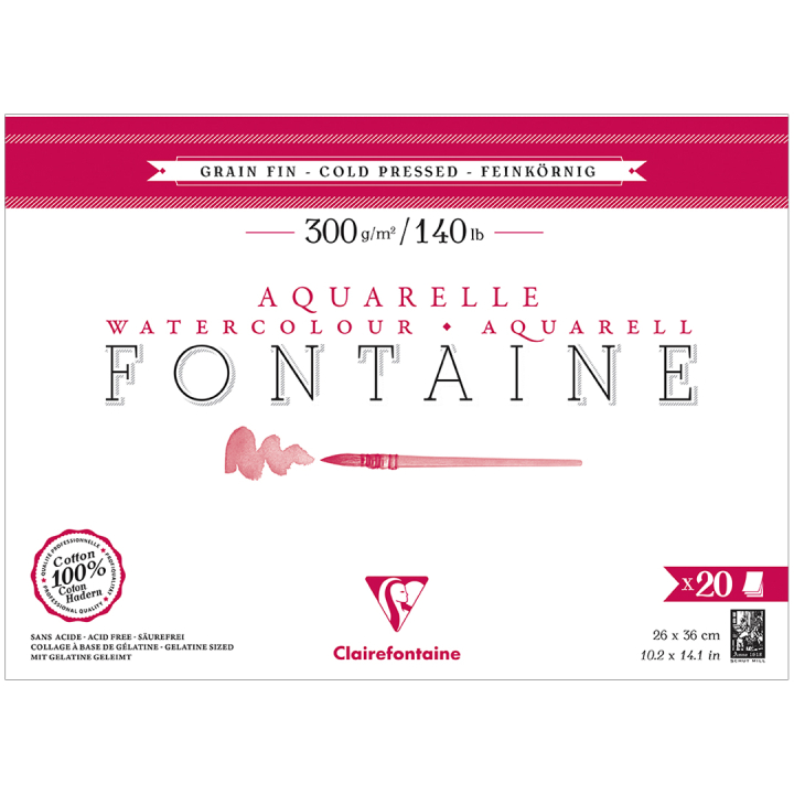 Fontaine Bloc aquarelle CP 26x36 cm 300g dans le groupe Papiers & Blocs / Bloc Artiste / Papier pour aquarelle chez Pen Store (136142)