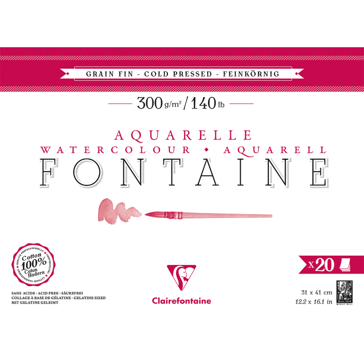 Fontaine Bloc aquarelle CP 31x41 cm 300g dans le groupe Papiers & Blocs / Bloc Artiste / Papier pour aquarelle chez Pen Store (136143)