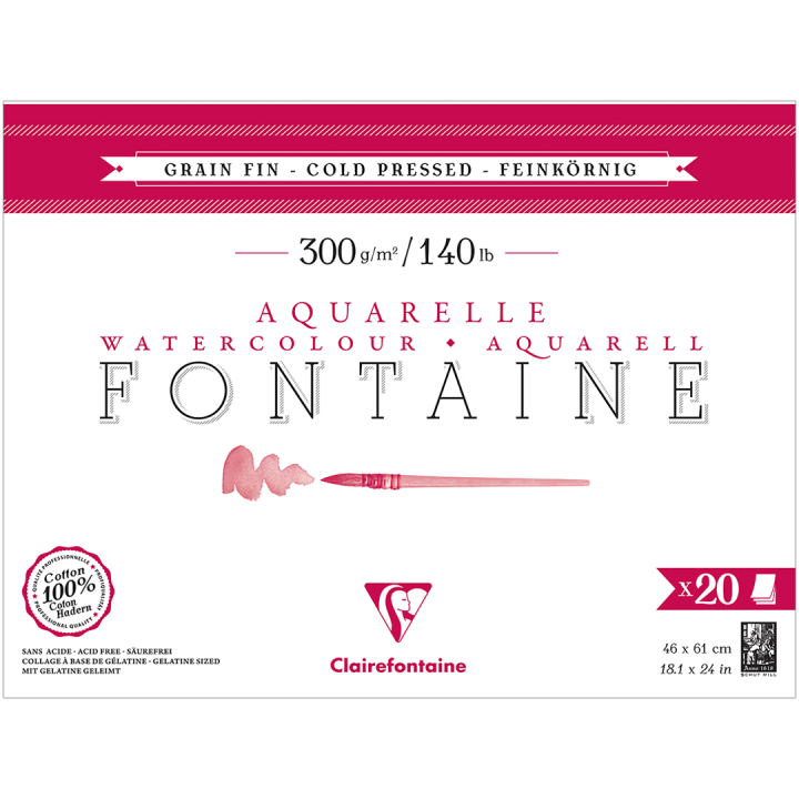 Fontaine Bloc aquarelle CP 46x61 cm 300g dans le groupe Papiers & Blocs / Bloc Artiste / Papier pour aquarelle chez Pen Store (136145)