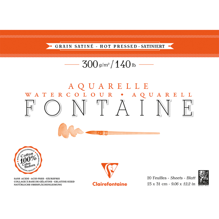 Fontaine Bloc aquarelle HP 23x31 cm 300g dans le groupe Papiers & Blocs / Bloc Artiste / Papier pour aquarelle chez Pen Store (136147)