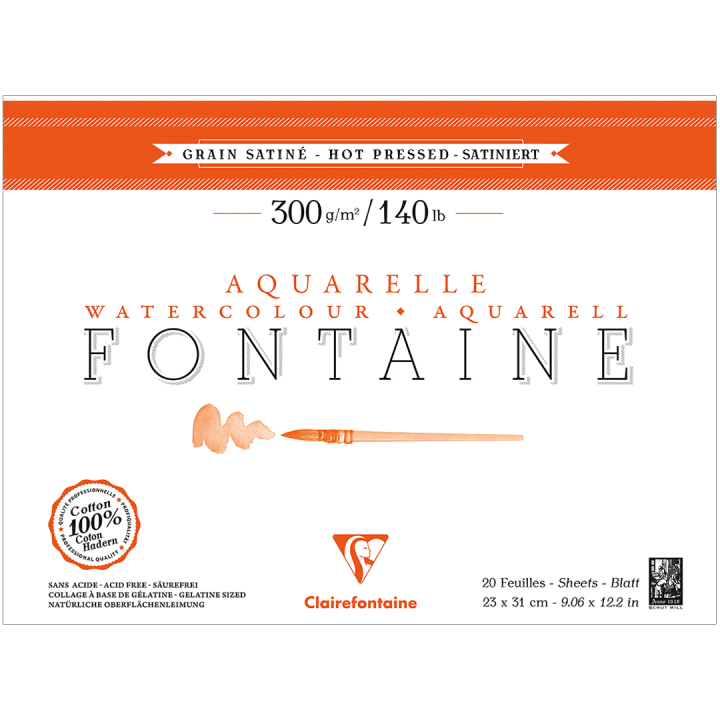 Fontaine Bloc aquarelle HP 23x31 cm 300g dans le groupe Papiers & Blocs / Bloc Artiste / Papier pour aquarelle chez Pen Store (136147)