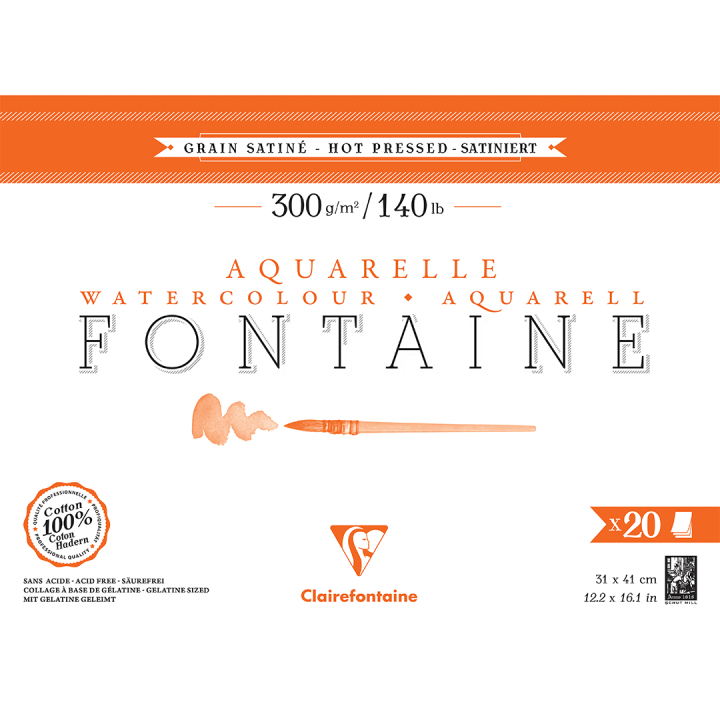 Fontaine Bloc aquarelle HP 31x41 cm 300g dans le groupe Papiers & Blocs / Bloc Artiste / Papier pour aquarelle chez Pen Store (136149)