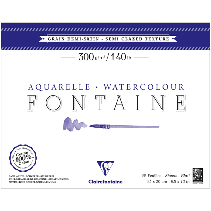 Fontaine Bloc aquarelle Semi-Glazed 24x30 cm 300g dans le groupe Papiers & Blocs / Bloc Artiste / Papier pour aquarelle chez Pen Store (136159)