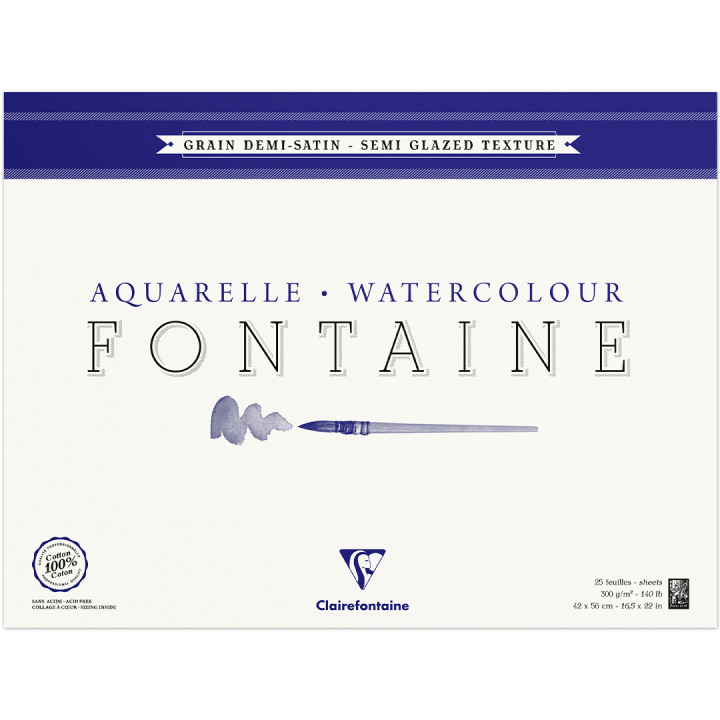 Fontaine Bloc aquarelle Semi-Glazed 42x56 cm 300g dans le groupe Papiers & Blocs / Bloc Artiste / Papier pour aquarelle chez Pen Store (136162)