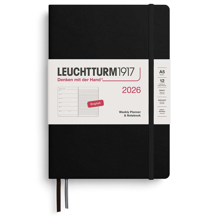Calendrier Weekly Planner & Notebook 2026 A5 Black dans le groupe Papiers & Blocs / Calendriers et agendas / Calendriers 12 mois chez Pen Store (136217)