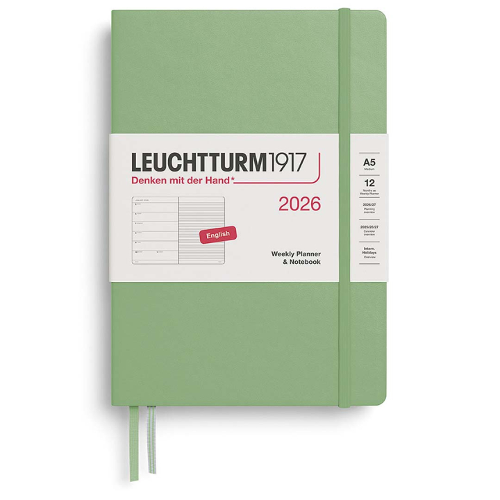 Calendrier Weekly Planner & Notebook 2026 A5 Sage dans le groupe Papiers & Blocs / Calendriers et agendas / Calendriers 12 mois chez Pen Store (136223)
