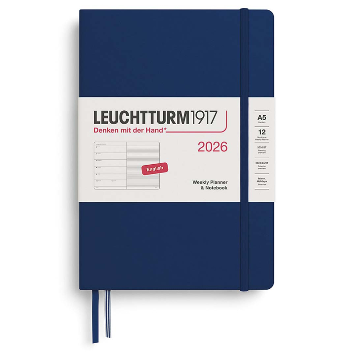 Calendrier Weekly Planner & Notebook 2026 A5 Navy dans le groupe Papiers & Blocs / Calendriers et agendas / Calendriers 12 mois chez Pen Store (136228)