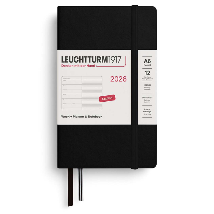 Calendrier Weekly Planner & Notebook 2026 A6 Black dans le groupe Papiers & Blocs / Calendriers et agendas / Calendriers 12 mois chez Pen Store (136230)