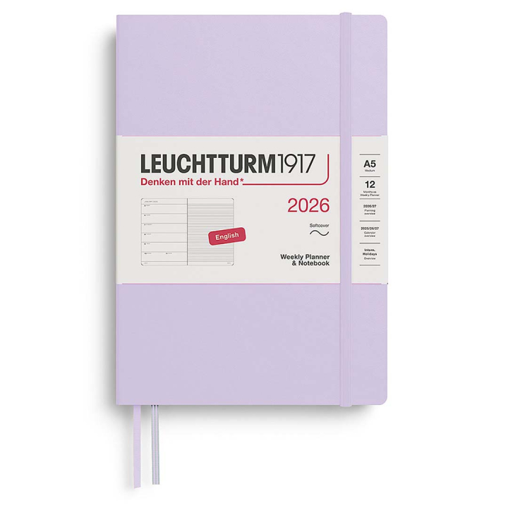 Calendrier Weekly Planner & Notebook 2026 A5 Soft Cover Lilac dans le groupe Papiers & Blocs / Calendriers et agendas / Calendriers 12 mois chez Pen Store (136239)