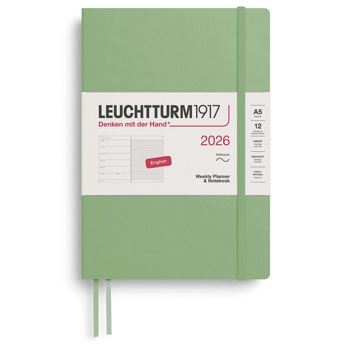 Calendrier Weekly Planner & Notebook 2026 A5 Soft Cover Sage dans le groupe Papiers & Blocs / Calendriers et agendas / Calendriers 12 mois chez Pen Store (136244)