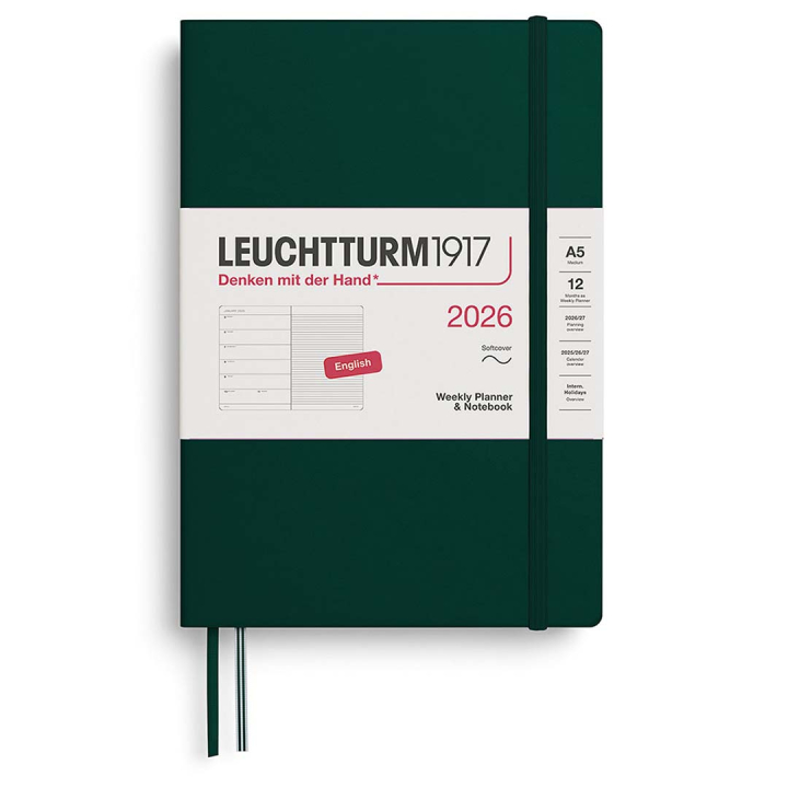 Calendrier Weekly Planner & Notebook 2026 A5 Soft Cover Forest Green dans le groupe Papiers & Blocs / Calendriers et agendas / Calendriers 12 mois chez Pen Store (136246)