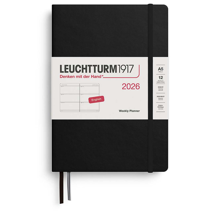 Calendrier Weekly Planner 2026 A5 Black dans le groupe Papiers & Blocs / Calendriers et agendas / Calendriers 12 mois chez Pen Store (136251)