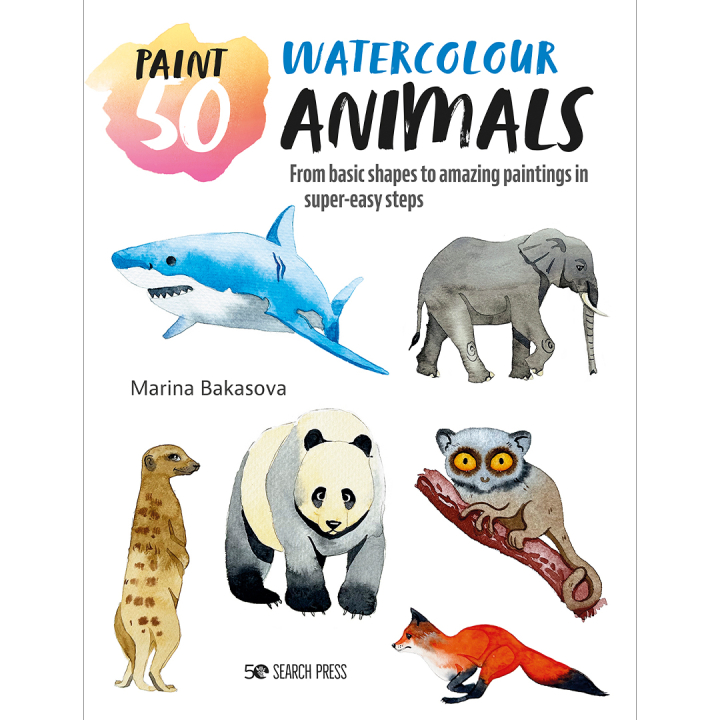 Paint 50: Watercolour Animals dans le groupe Loisirs créatifs / Livres / Livres d'instruction chez Pen Store (136319)