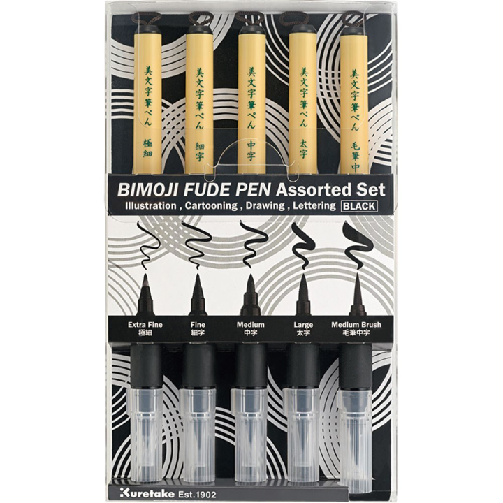 Bimoji Fude Brush Pen lot de 5 dans le groupe Stylos / Crayons d'artistes / Feutres pinceaux chez Pen Store (136420)