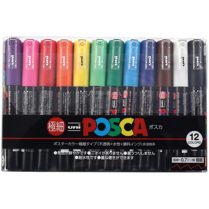 Posca PC-1MC coffret de 12 dans le groupe Stylos / Crayons d'artistes / Marqueurs acryliques chez Pen Store (136456)