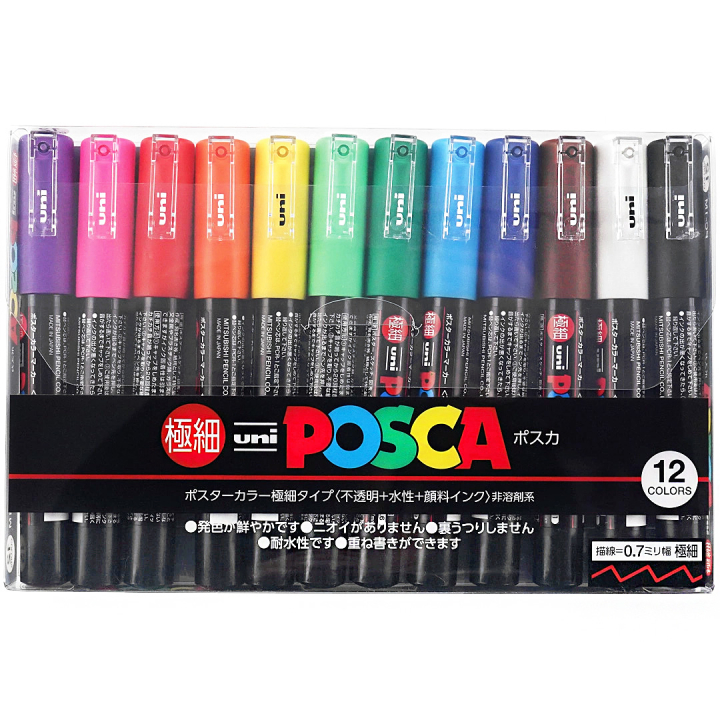 Posca PC-1MC coffret de 12 dans le groupe Stylos / Crayons d'artistes / Marqueurs acryliques chez Pen Store (136456)