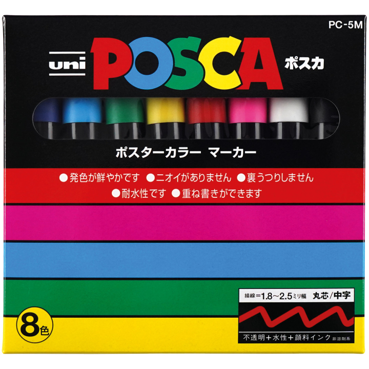 Posca PC-5M Standard tones coffret de 8 dans le groupe Stylos / Crayons d'artistes / Marqueurs acryliques chez Pen Store (136465)