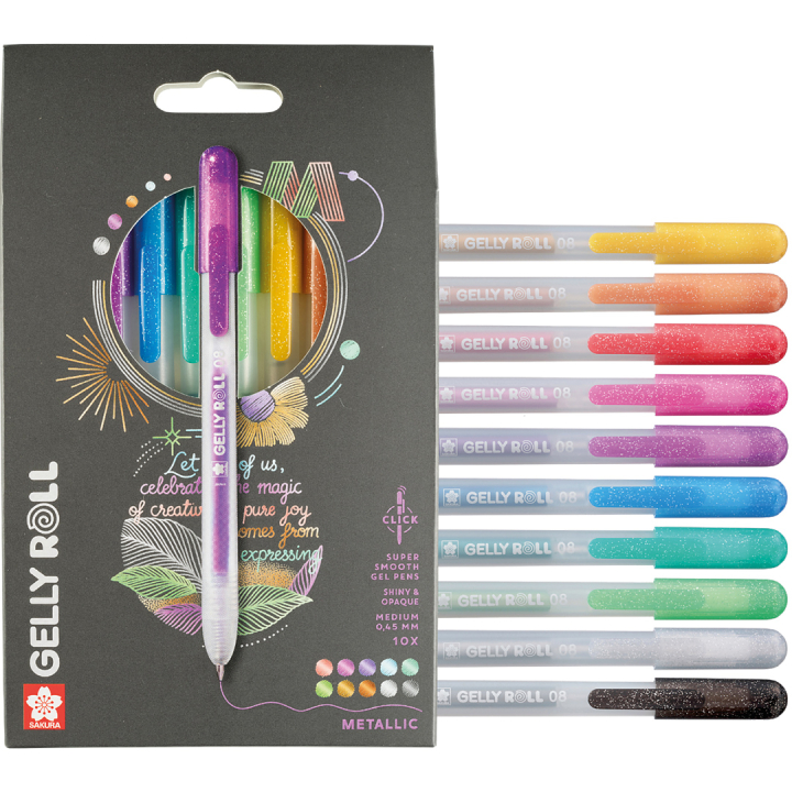 Gelly Roll Click Metallic lot de 10 dans le groupe Stylos / Écrire / Stylos encre gel chez Pen Store (136605)