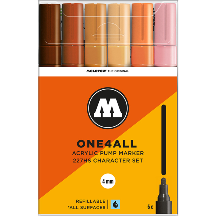One4All 227HS 4mm Character lot de 6 dans le groupe Stylos / Crayons d'artistes / Marqueurs acryliques chez Pen Store (136936)