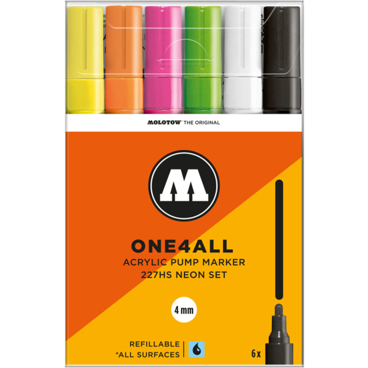 One4All 227HS 4mm Neon lot de 6 dans le groupe Stylos / Crayons d'artistes / Marqueurs acryliques chez Pen Store (136938)