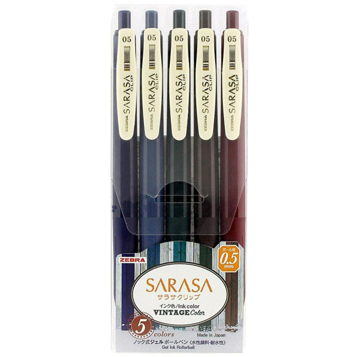 Sarasa Clip Vintage A lot de 5 dans le groupe Stylos / Écrire / Stylos encre gel chez Pen Store (137259)