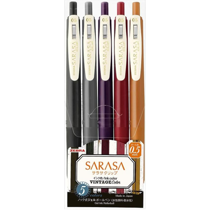 Sarasa Clip Vintage B lot de 5 dans le groupe Stylos / Écrire / Stylos encre gel chez Pen Store (137260)