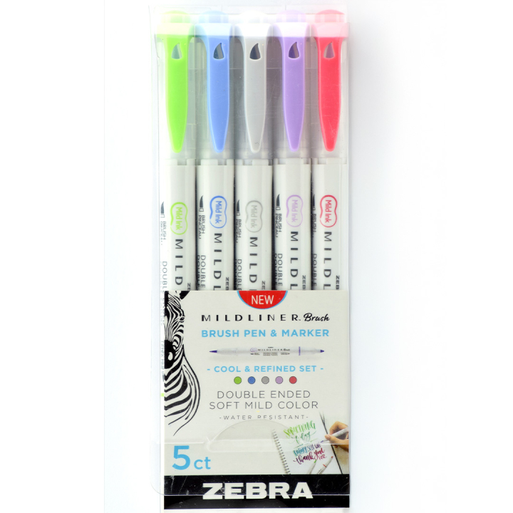 Mildliner Brush 5-pack Cool & Refined set dans le groupe Stylos / Crayons d'artistes / Feutres pinceaux chez Pen Store (137265)