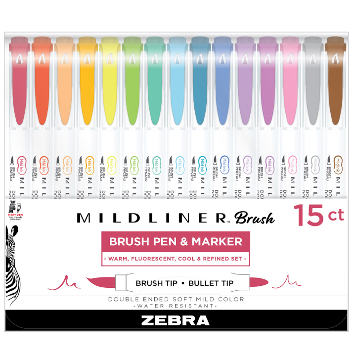 Mildliner Brush lot de 15 Friendly dans le groupe Stylos / Crayons d'artistes / Feutres pinceaux chez Pen Store (137266)