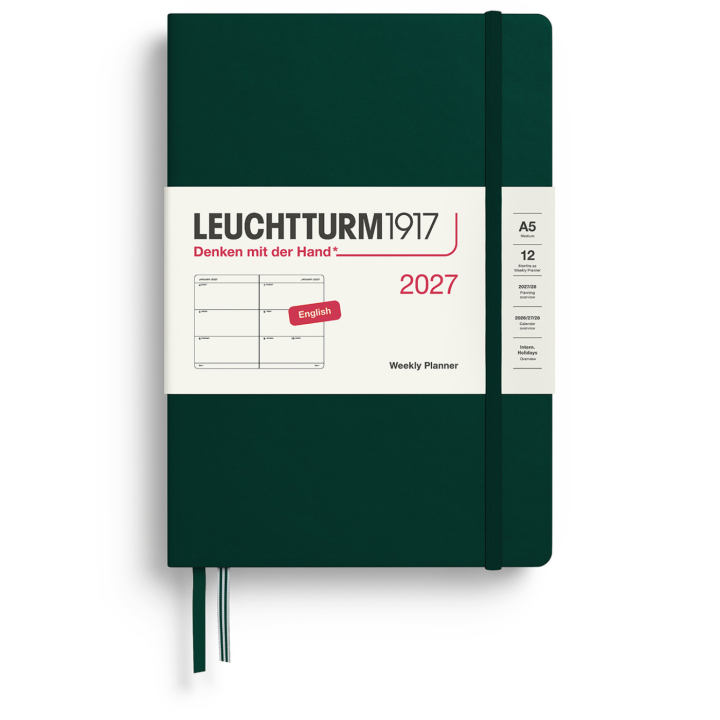 Calendrier Weekly Planner 2027 A5 Forest Green dans le groupe Papiers & Blocs / Calendriers et agendas / Calendriers 12 mois chez Pen Store (137491)