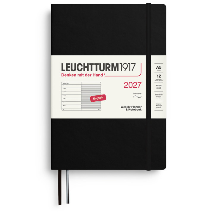 Calendrier Weekly Planner & Notebook 2027 A5 Soft Cover Black dans le groupe Papiers & Blocs / Calendriers et agendas / Calendriers 12 mois chez Pen Store (137493)