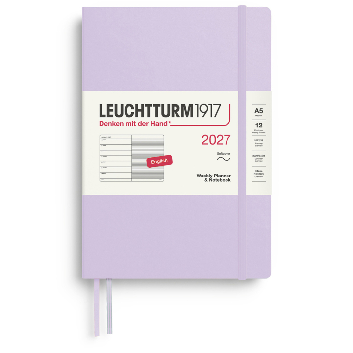 Calendrier Weekly Planner & Notebook 2027 A5 Soft Cover Lilac dans le groupe Papiers & Blocs / Calendriers et agendas / Calendriers 12 mois chez Pen Store (137494)