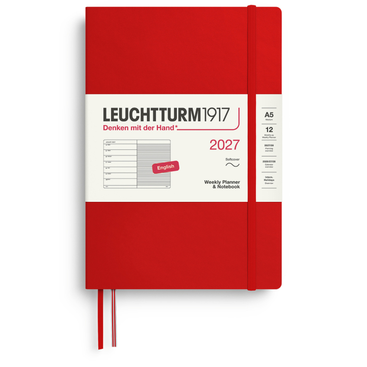 Calendrier Weekly Planner & Notebook 2027 A5 Soft Cover Cherry dans le groupe Papiers & Blocs / Calendriers et agendas / Calendriers 12 mois chez Pen Store (137497)