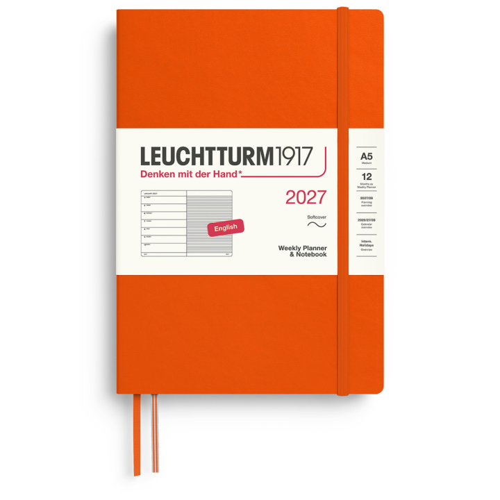 Calendrier Weekly Planner & Notebook 2027 A5 Soft Cover Pumpkin dans le groupe Papiers & Blocs / Calendriers et agendas / Calendriers 12 mois chez Pen Store (137498)