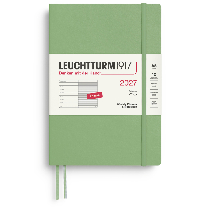 Calendrier Weekly Planner & Notebook 2027 A5 Soft Cover Sage dans le groupe Papiers & Blocs / Calendriers et agendas / Calendriers 12 mois chez Pen Store (137500)